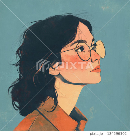 知的な眼差しのメガネ女子 知的な眼差しのメガネ女子 124396502