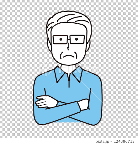 Illustration of a senior man in a thinking pose 124396715