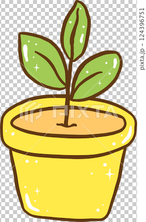 Potted Plant with a Sprout Potted Plant with a Sprout 124396751