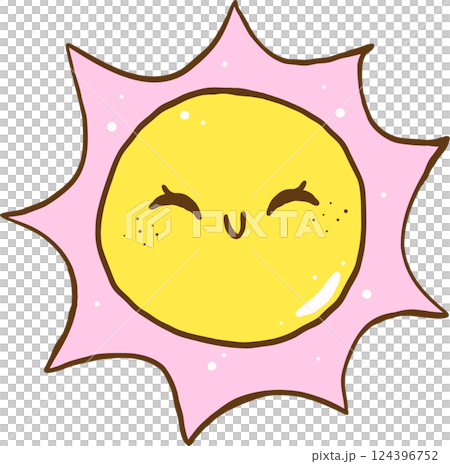 Cute Smiling Sun Girly Hand Drawn Cute Smiling Sun Girly Hand Drawn 124396752