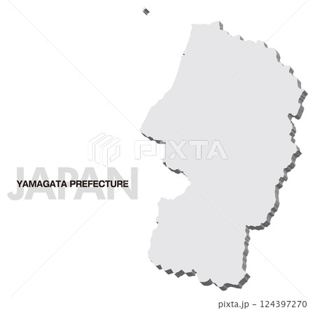 山形県の3D地図 山形県の3D地図 124397270