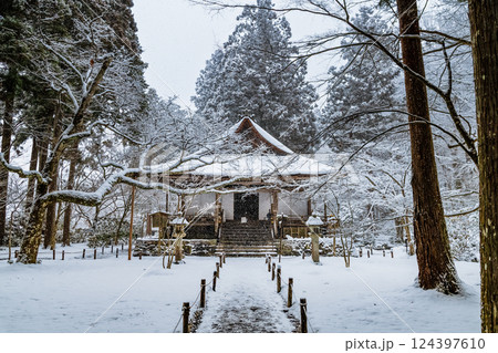 京都大原 雪の三千院　往生極楽院 124397610