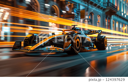 extremely fast formula one car speeds through tunnel in blur of lights, adrenaline of high speed racing with sleek design and aerodynamic precision, dynamic motion blur extremely fast formula one car speeds through tunnel in blur of lights, adrenaline of high speed racing with sleek design and aerodynamic precision, dynamic motion blur 124397629