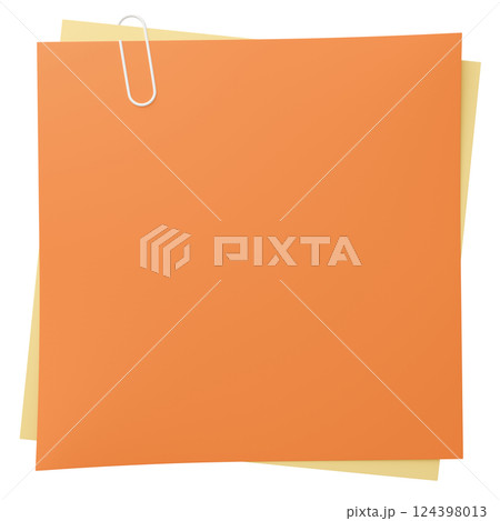 3D背景素材_紙とクリップ_オレンジ 3D背景素材_紙とクリップ_オレンジ 124398013