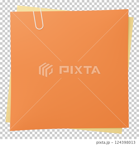 3D背景素材_紙とクリップ_オレンジ 3D背景素材_紙とクリップ_オレンジ 124398013