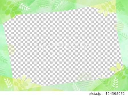 Fresh green leaves and gentle watercolor fresh green frame 124398052