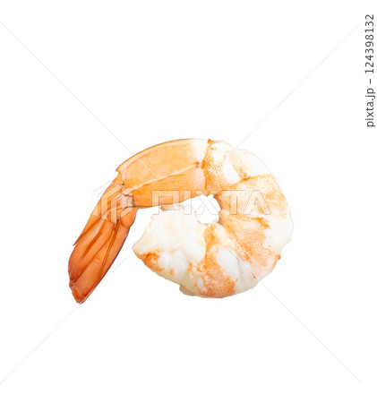 Shrimp of boiled prawn seafood isolated white background 124398132