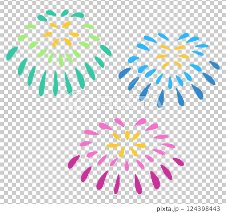 手書き風のかわいい打ち上げ花火3点セット 124398443