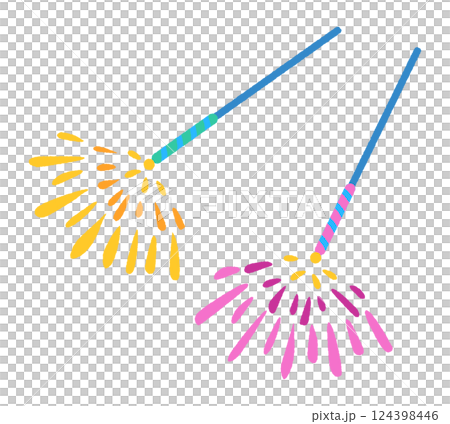 かわいい手書き風の手持ち花火イラスト 124398446