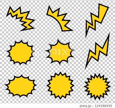 Yellow highlight icon set with black border Yellow highlight icon set with black border 124398450