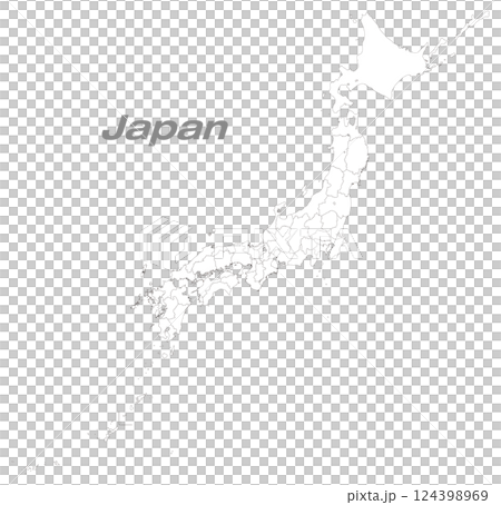 Map of Japan divided into 47 prefectures Blank map Map of Japan divided into 47 prefectures Blank map 124398969