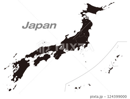 地方分け日本地図 黒地図 124399000