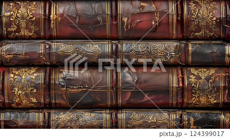 A close-up of exquisite antique books with...のイラスト素材 [124399017] - PIXTA