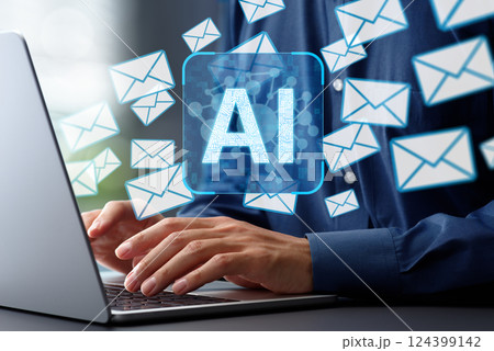 AIによるEメールマーケティングの自動化。人工知能がパーソナライズ、最適化されたメールを送信する。オ 124399142