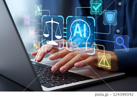 AIによるコンプライアンスチェックシステムとテクノロジー。自動監視ツール。コーポレートガバナンス。ビ 124399342