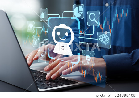 金融資産の運用についてアドバイスをするAIロボアドバイザー。人工知能エージェントによるアセスメントの 124399409
