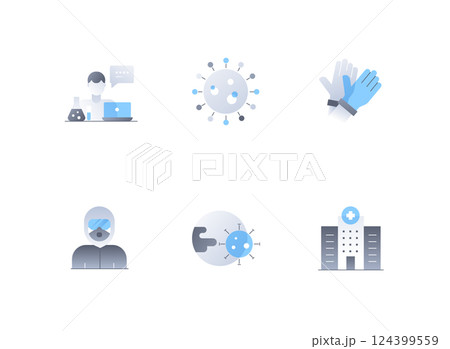 Medicine and viruses - flat design style icons set 124399559