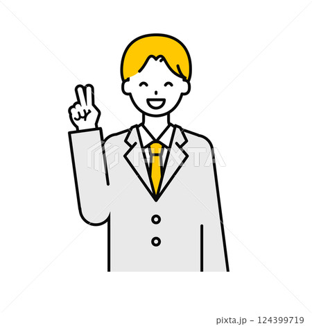 上半身のポーズ_シンプルな学生の男子学生04 124399719