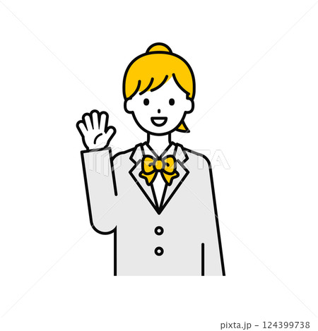 上半身のポーズ_シンプルな学生の女子学生02 124399738