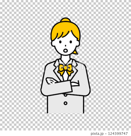 Upper body pose_simple student girl 11 Upper body pose_simple student girl 11 124399747