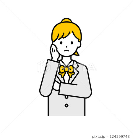 上半身のポーズ_シンプルな学生の女子学生12 上半身のポーズ_シンプルな学生の女子学生12 124399748