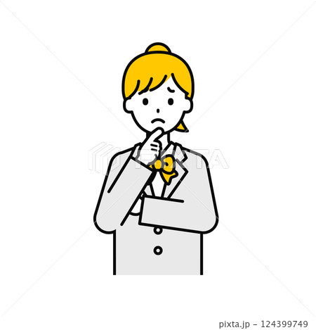 上半身のポーズ_シンプルな学生の女子学生13 上半身のポーズ_シンプルな学生の女子学生13 124399749