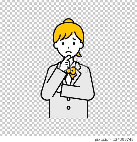 上半身のポーズ_シンプルな学生の女子学生13 上半身のポーズ_シンプルな学生の女子学生13 124399749