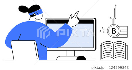 Person wearing a virtual reality headset...のイラスト素材 [124399848] - PIXTA