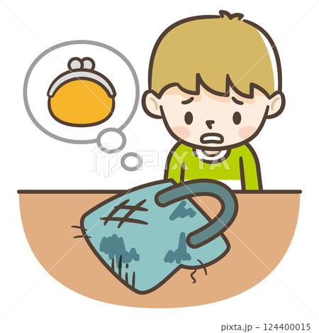 いじめにあう男の子のイラスト 財布を盗まれ鞄を汚された 124400015