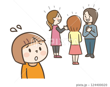 いじめで仲間はずれにされる女の子のイラスト 124400020