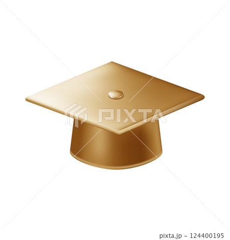 Realistic gold graduate cap. 3D Graduation Doctoral hat. 124400195
