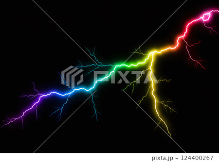七色の光を放つ一筋の雷 124400267