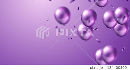 Banner template vector background design purple 3d balloon beautiful illustration 124400300