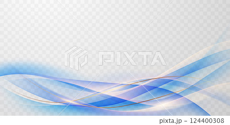 Blue abstract wave background with luxury golden elements vector illustration 124400308