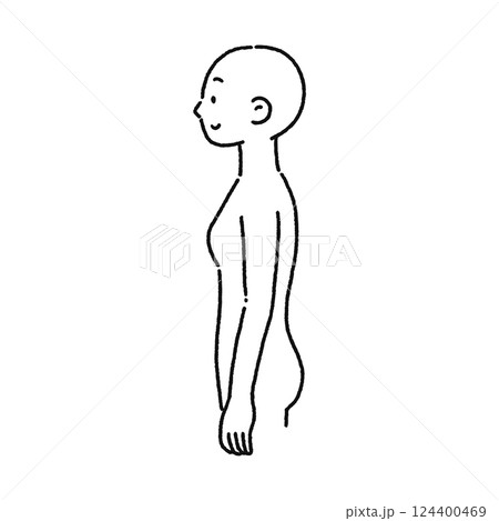 姿勢の正しい人物 線画 姿勢の正しい人物 線画 124400469
