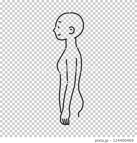姿勢の正しい人物 線画 姿勢の正しい人物 線画 124400469
