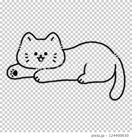 微笑毛茸茸的貓線畫 微笑毛茸茸的貓線畫 124400630