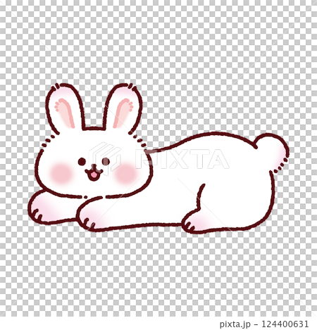A fluffy, smiling rabbit in a good mood 124400631