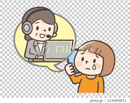 一位女孩透過電話向諮詢服務機構傾訴自己的煩惱 124400651