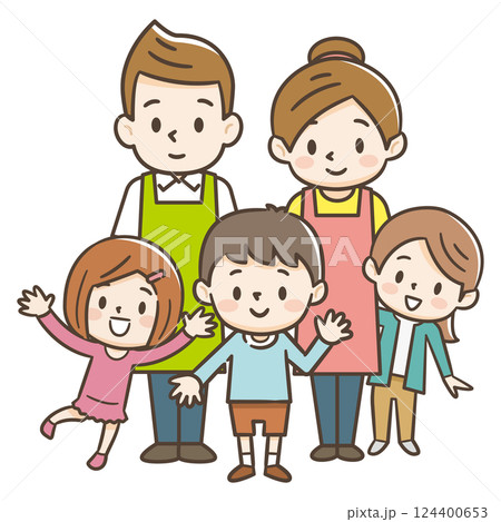 児童養護施設の職員と子供たちのイラスト 124400653