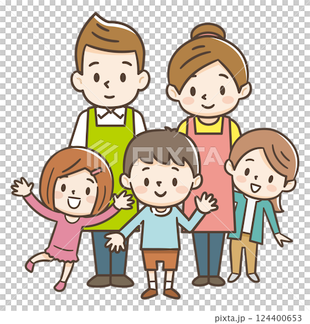 児童養護施設の職員と子供たちのイラスト 124400653