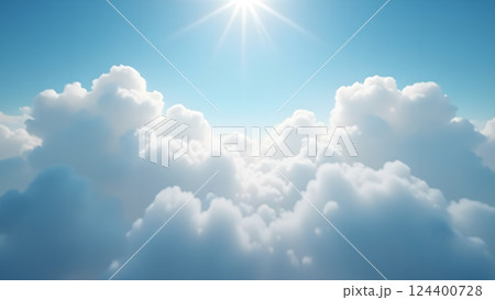 Dreamy Clouds at Sunrise for Serene Background 124400728