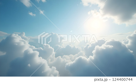 Dreamy Clouds at Sunrise for Serene Background 124400744