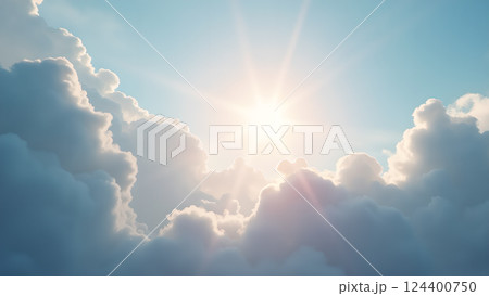 Dreamy Clouds at Sunrise for Serene Background Dreamy Clouds at Sunrise for Serene Background 124400750