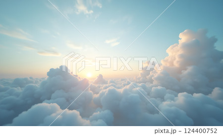 Dreamy Clouds at Sunrise for Serene Background 124400752