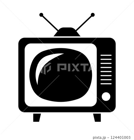 Silhouette of a retro television.TV with antenna. Vector illustration. 124401003