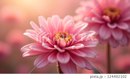 Soft Pink Daisies in Dreamy Sunlight Garden 124402102