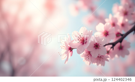 Graceful Flowering: A Blossom Tree in Soft Light 124402346