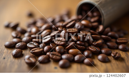Roasted Aroma: Aromatic Coffee Beans Close-Up Roasted Aroma: Aromatic Coffee Beans Close-Up 124402607