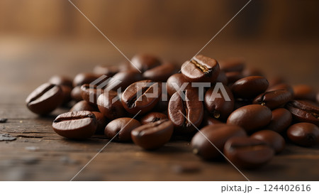 Roasted Aroma: Aromatic Coffee Beans Close-Up 124402616